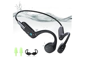 HIFI WALKER Casque Conduction Osseuse Écouteur Bluetooth sans Fil, Ecouteur Waterproof Natation IPX8, Lecteur MP3 32Go Etanche Natation pour La Course à Pied, Le Cyclisme