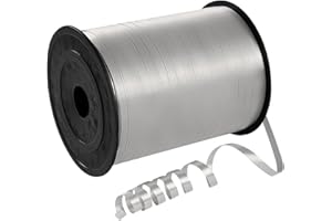 COSORO 457m Ruban Argenté 5mm Largeur,Ruban Bouclé pour Ballon Anneau Bouquets Couture Nœuds Brillant,Emballage de Cadeaux,Accessoire Décoration Bricolage,pour Mariage Anniversaire Noël Fête Nouvel An