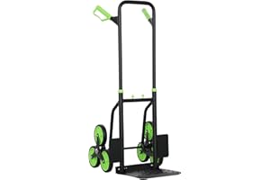 DURHAND Stair Climbing Hand Truck, Heavy Duty Foldable Trolley on Wheels, Multi-Purpose Sack, Steel Truck Moving Trolley, 120kg, Green