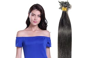 SEGO 20"(50cm) Extensiones de Queratina Pelo Natural [1g * 50 Mechas] #1 Negro Intenso 100% Remy Cabello Humano U Nail Tip Pre Bonded Human Hair Extensions Largo Liso (50g)