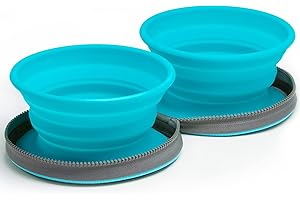 COLAPZ Two Collapsible Dog Bowls - Dog Water Bowl - Foldable Bowl with Travel Case - Blue