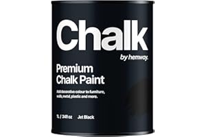 HEMWAY Chalk Paint Jet Black Furniture Paint 1L, Matt Finish Shabby Chic, Chalk Furniture & Walls, Quick Dry & 1 Coat