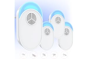 GBARAN Répulsif antiparasitaire à ultrasons, pièges à souris anti-insectes électroniques 4 paquets pour l'intérieur, plug-in répulsif contre les moustiques et les araignées, répulsif efficace contre les rats