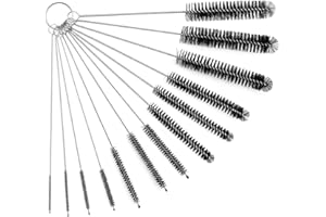 CARVE IDEAS Goupillon Biberon, Brosses de Nettoyage 13 pièces, Brosse en Nylon 21 cm, Mini Brosse en Acier Inoxydable, pour Bouteilles, Pailles, Biberons, Tasses, Tuyaux, Machines à Café - Noir