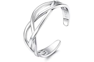 Finrezio 925 Sterling Silber Offener Zehenring für Damen Verstellbar Offener Manschettenring Hypoallergen Minimalistischer Ring Toe Ring Keltischer Knoten Türkis Bandringe Finger-Fuß-Schmuck