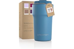 LARS NYSØM Termiczny kubek do kawy na wynos, 500 ml, nie zawiera BPA, z izolacją, szczelny, ze stali nierdzewnej, do kawy i herbaty, w podróży, (niebieski (Niagara), 500 ml)