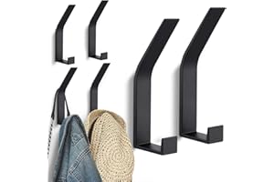 Kssvzz 6 Stück Schwarz kleiderhaken Wand zum Bohren-Schrauben unsichtbar, Moderne Garderobenhaken Garderobenleiste Wand für Garderobe, Jacken, Mäntel, Cap, Schals, Handtuch, Handtaschen und Mehr