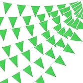 52 Pcs Green Fabric Triangle Bunting Banner 20 Meters for Indoor Outdoor Birthday Baby Shower Wedding Garden Home Party Decor