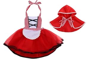 IMEKIS Neonato Bambina Cappuccetto Rosso Costume Carnevale Vestito da Festa Fiaba Principessa Halloween Cosplay Vestire Fantasia Compleanno Servizio Fotografico Abito Mantello con Cappuccio Set