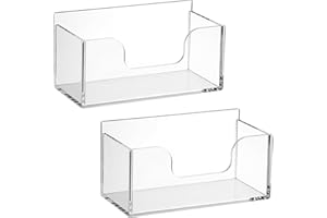 BSTKEY 2 Pack 3x5 Inch Acrylic Index Card Storage Rack, Clear Index Card Display Stand Note Card Storage Tabletop Business Name Card Holder for Home Office