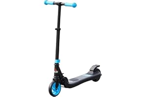 HOMCOM Patinete Eléctrico para Niños de +6 Años Scooter Eléctrico Plegable con Altura Ajustable 71x36,5x75-80 cm Azul