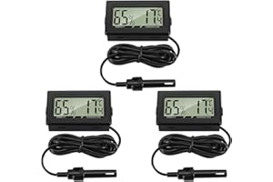 Thlevel Termometro per Casa Interno Mini Termometro Digitale Igrometro con Sonda Esterna Termoigrometro per Frigorifero Guardaroba Soggiorno Armadietto 3PCS