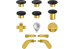 TOMSIN 13-in-1 Xbox Elite Serie 2 Controller-Zubehör, Ersatz-Pack, 6 Metall-Daumensticks, 2 D-Pads, 4 Paddel und 1 Einsteller für Xbox Elite Controller Serie 2 Core Zubehörteile (Chrom-Gold)