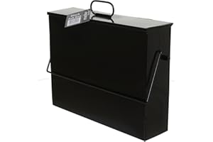 Marko Fireside Ash Carrier Galvanised Metal Hot Tidy Box Container Fireplace Pan Bucket Bin (Black)