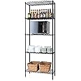 BEONE 5 Tier Storage Rack Wire Shelving Unit Storage Metal Shelves for Pantry Closet Kitchen Laundry, 55x30x150cm, black (L55 x W30 x H150, Black)