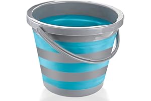ACUNA Collapsible Bucket 10L, Large Folding Bucket, Round Tub - Portable Pail For Fishing, Camping, Laundry, Gardening, Beach - Space Saver Cleaning Bucket - Large 10 Litre (Blue)