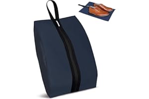 FYTXSZ Shoe Bags for Travel, Waterproof Oxford Fabric, Zippered Shoe Storage Organiser with Handle, Lightweight Dustproof Shoe Pouch for Trainers, Gym, Business Trip, 16.5 x 9.8 Inches (Shoe Bag Navy Blue)