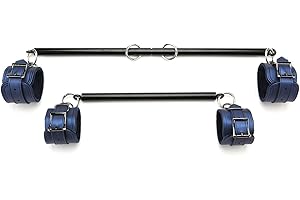 EXREIZST Adjustable 2 Spreader Bar with 4 Adjustable Straps Expandable Aid Traning Kit, Black and Blue