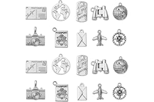 Airssory 100Pcs 10 Styles Touring Travel Abroad Charms Envelope Telescope Map Plane Compass Camera Mini Charm for Jewellery Making