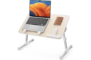 Tavolo, SAIJI Tavolino da letto, Regolabile in altezza, con 4 angolazioni regolabili, lapdesk pieghevole, per divano divano pavimento lavoro studio lettura scrittura mangiare (60 * 33 cm teak)