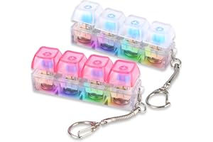 ONPERPOE 2Pcs Keyboard Fidget Toy Fun Keycap Keyboard Keychain Skin Picking Fidget Toys Keyboard with Lamp to Relief Stress Pass the Time Decompression Gift for Boys Girls Students Teens