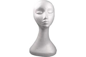 Bodhi2000 Modello di testa in polistirolo, testina in schiuma, testa di manichino femminile, espositore per occhiali, cappello, parrucca, gioielli e cuffie, colore bianco