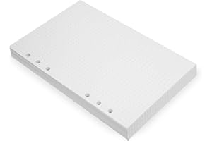 WANDERINGS Fogli A5 per Taccuini a 6 anelli - Colore Avorio, Fogli Sciolti, Ricariche di Carta A5 Compatibili con Filofax, 6 Fori, 200 Pagine 100 fogli bianche a Punti -21x14.2cm