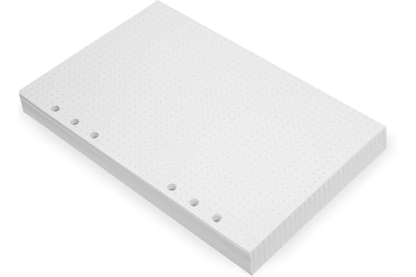 Inserts De Planificateur A5 À 6 Anneaux – 21 X 14,2 cm – Couleur Crème Épaisse À Pois, Feuilles Mobiles 120 GSM, Recharges De Papier Compatibles Avec Filofax, 6 Trous, 200 Pages Quadrillées
