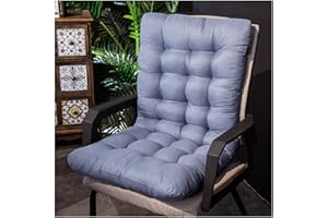 SHTGOI Lot de 1 coussin de chaise - 45 x 100 cm - Coussin de chaise de jardin - Coussin de chaise à dossier haut - Coussin de dossier épais - Gris et bleu