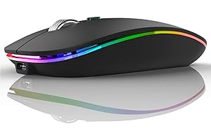 Uiosmuph Mouse Senza Fili Bluetooth, BT5.1+BT5.0+2.4G Ricaricabile Mouse Senza Fili Ottico Piccolo Portatile con Mouse USB per per Notebook, PC, Laptop, Computer, MacBook(Nero Opaco)