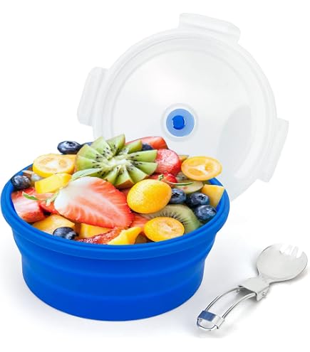 Lot De 3 Bols Pliables En Silicone Avec Couvercle - 350 Ml, 500 Ml, 800 Ml - Pour Camping, Pique-nique, Voyage - 6