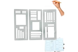 KUYTUE Journal Accessories,Journaling Supplies,3 Pack Flexible Record Template,Planner Stencil Set,Stencils for Crafts Reusable,Journaling Checklists Boxes Lines,Calendar Stencils Drafting Tools,B