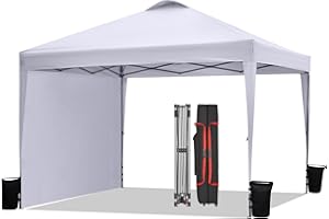 BONTEC Pavillon 3x3m mit 1 Seitenwand, wasserdicht und stabil, Winterfest, mit 50+ UPF Schutz, einfachem Aufbau, höhenverstellbar, tragbar mit Rolltasche – ideal für Outdoor-Events