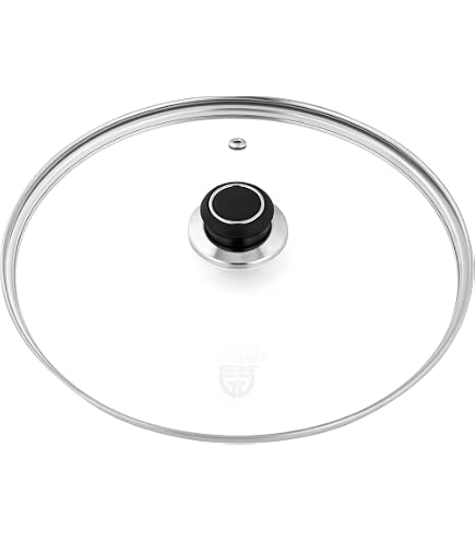 Couvercle Casserole Verre 28 Cm Avec Bord Inox Et Bouton Athermique - MONTERAL Universel