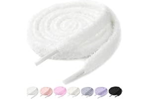 Stepace Lacets fluffy 10mm pour baskets, lacets chaussures plats en peluche, lacets larges moumoute