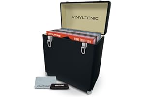 VINYL TONIC 12" Vinyl LP Storage Case | PU Leather | Fully Lined Interior | Reinforced Steel Corners | Cleaning Kit Included