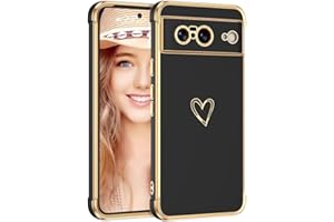 CaseLover Etui kompatybilne z Google Pixel 8 z uroczym złotym sercem miłości do Google Pixel 8 Ultra cienkie ocynkowane etui odporne na zarysowania TPU do Google Pixel 8, czarne