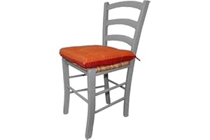 Russo Tessuti 6 Cuscini Sedie Cucina Coprisedia Imbottiti Laccetti Vari Colori Tinta Unita-Arancione