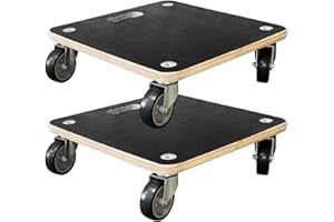Pejevir 2 Pcs Chariots à roulettes, Carré Chariots Plateforme en Bois Charge 250KG, 38 x 38 cm Socle Roulant avec Plaque Antidérapante, Chariot de Transport pour Table Meuble Plante Canapé