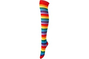 Cacilie Kniestrümpfe Damen Mädchen Fußball Sport Socken College Cheerleader Kostüm Strümpfe Cosplay (Einheitsgröße Große Größen, Rot Regenbogen)