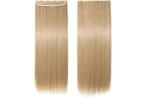 SEGO 75cm Extension Clip Capelli Lisci Fascia Unica Sintetica Extensions Hair 130g - Biondo Scuro mix Biondo Chiarissimo