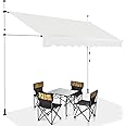 COSTWAY 3M/3.5M/4M Telescopic Canopy, Retractable & Adjustable Outdoor Clamp Awning with Crank Handle, Garden Patio Balcony Window Sunshade Shelter (Beige, 300 x 120 cm)