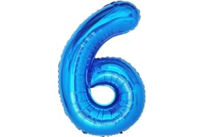 Vthoviwa 40 Zoll/18 Farbens Luftballon Zahlen 6 Blau, Luftballon 6. Geburtstag Foil Ballon, 0123456789,10-19,20-25,30,40,50,60,70,80,90, Folienballon 6 Party Dekoration Helium Unterstützen