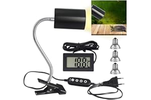 Fivtsme Schildkröte Wärmelampe, Wärmespotlampe für Aquarium Reptil mit 3 UVA UVB Glühbirnen, Einstellbarer Licht mit Timer und Temperaturtester, Zubehör für Schildkröten, Eidechsen, Schlan