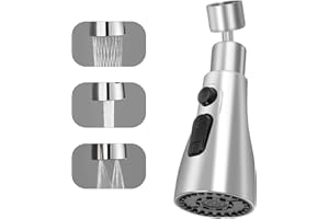 CORPOWER Pull Out Küchenarmatur Brausekopf Ersatz Küchenbrause Spray Düse Kopf, Anwendbare Größen G1/2 M22/M24, Schwenkbarer Wasserhanh-Strahlregler, Brausekopf Küchenarmatur, Wasserhahn Aufsatz, Silber