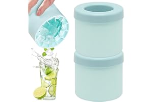 TAIZER 2PCS Stampi per Cubetti Ghiaccio in Silicone, Vaschetta con Coperchio, Secchio (blu)