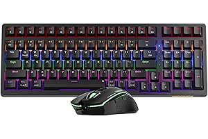 Newmen GM202 Gaming Keyboard and Mouse Combo, Backlit Mechanical Keyboard with Red Switches and Mouse with Adjustable DPI, Anti-Ghost keyboard and mouse set gaming, for Gamers (Black-red switch)