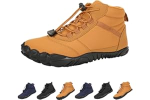 CSHE Barfußschuhe Winter, Outdoor Barfußschuhe Herren Damen Herbst Winter, Wasserdicht Barfussschuhe Barefoot Shoes, Trocknend Traillaufschuhe Wanderschuhe Zehenschuhe Hohe Warme und rutschfeste Stiefel
