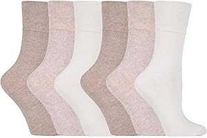 ZRWASKA® Diabetic Socks For Women Wide Honey Comb top soft cuff Ankle Oedema friendly Non-Elastic Grip for Swollen feet Leg Non-Binding Circulatory Neuropathy Socks 4-8 (Pack 6)