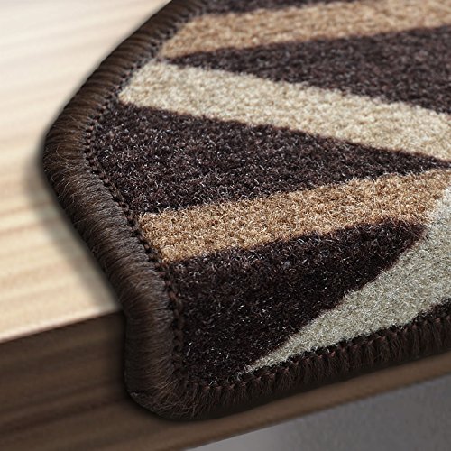 Stufenmatten Budget | in zwei Farben: dunkelbraun | mit Retro Streifenmuster | günstiges 15er Sparset - 3